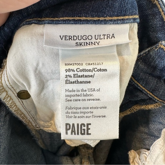 Paige Verdugo Ultra Skinny Jeans Womens Distressed Stretch Mid Rise Denim 26 - Picture 12 of 12
